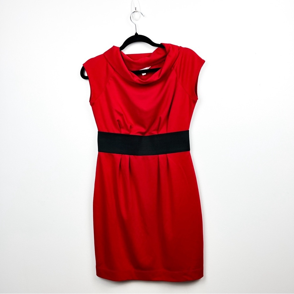 Beautiful Red Dress with Black Elastic Waistband